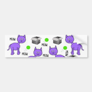 バンパーステッカー紫色の猫ニャー バンパーステッカー