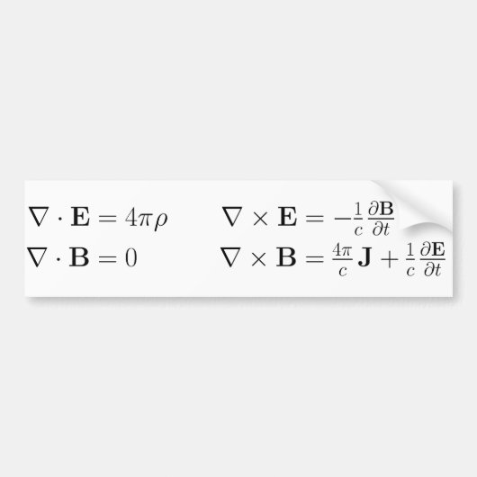 バンパーステッカー、マックスウェルの同等化 バンパーステッカー (正面)