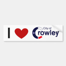 バンパーステッカー – I love Crowley, TX
