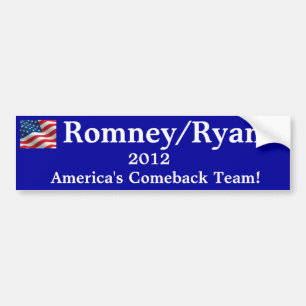 バンパーステッカーRomneyかライアン2012年 バンパーステッカー