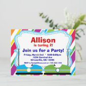 バンパー・カー、カーニバルのサーカスの誕生会 招待状 (スタンド正面)