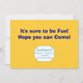 バンパー・カー、カーニバルのサーカスの誕生会 招待状 (裏面)