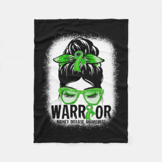 バンヒョウ緑リボン腎臓病戦士ギ フリースブランケット