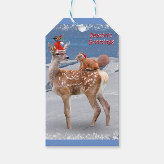 バンビとフレンズのクリスマスプレゼントラベル ギフトタグ (正面)