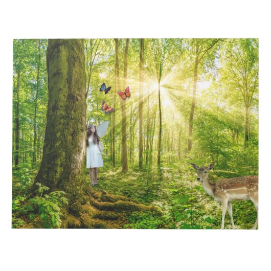 バンビと蝶がいる魔法の森の妖精 ノートパッド (正面)