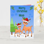 バンビのシカのクリスマス折りたたみグリーティングカード カード (黄色い花)