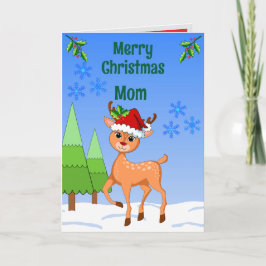 バンビのシカのクリスマス折りたたみグリーティングカード カード