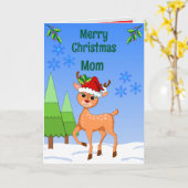バンビのシカのクリスマス折りたたみグリーティングカード カード (黄色い花)