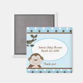 バンビノかわいいモンキーブルーのお気に入りベイビーシャワー マグネット (正面/裏面)