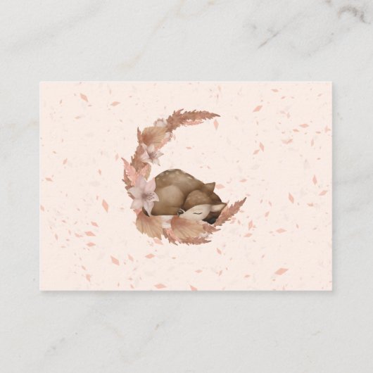 バンビピンクの花ほこりの赤ちゃんシャワーおむつラッフル エンクロージャーカード (裏面)