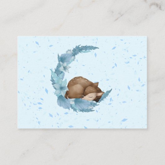 バンビブルーフラワーダストベビーシャワーおむつラッフル エンクロージャーカード (裏面)