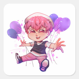 バンビーチビ（小さくかわいく書いた感じ）ステッカーPLAVE スクエアシール