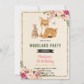 バンビ うさぎ テーマ 森の鹿 テーマ 招待状 (正面)