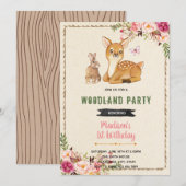 バンビ うさぎ テーマ 森林 鹿 テーマ 招待状 (正面/裏面)