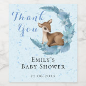 バンビ&フラワーパステルブルーボーイベビーシャワー ワインラベル (シングルラベル)