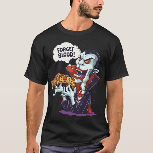バンピおもしろいア食べのピザハロウィーンの怠惰な衣装 Tシャツ (正面)