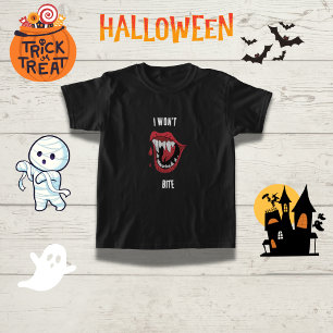 バンピおもしろいア「噛まない」ファミリーハロウィーン Tシャツ