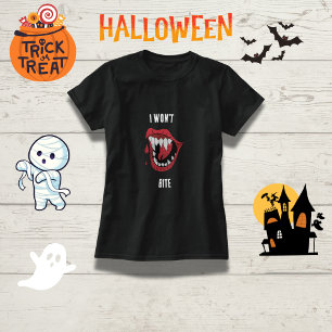 バンピおもしろいア「噛まない」ファミリーハロウィーン Tシャツ