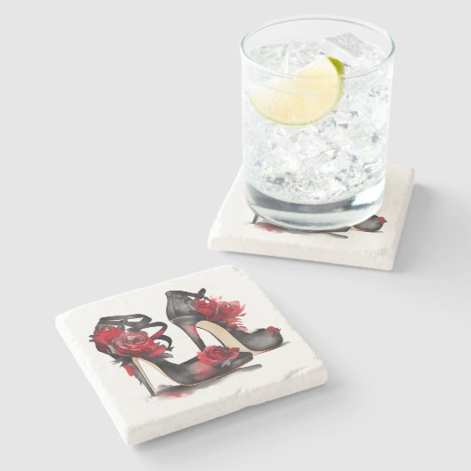 バンピーファッション | Strappy Ankle Stilettos withバラ ストーンコースター (横)