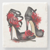 バンピーファッション | Strappy Ankle Stilettos withバラ ストーンコースター (正面)