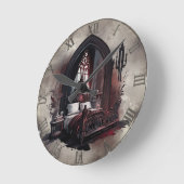 バンピーブードワール |ゴシック・レッドビクトリアン・ベッドルーム・スイート ラウンド壁時計 (傾斜)