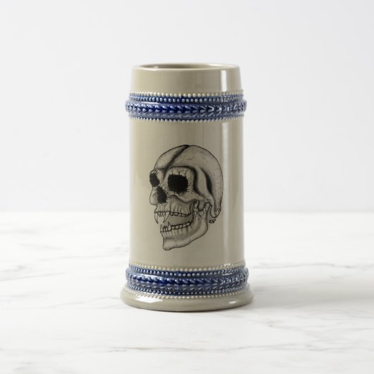 バンピールスカル白黒デザイン ビールジョッキ (中央)