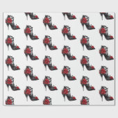 バンピーヴォーグ | Stiletto Laceブーティと赤いバラ ラッピングペーパー (フラット)