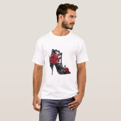 バンピーヴォーグ | Stiletto Laceブーティと赤いバラ Tシャツ (正面フル)