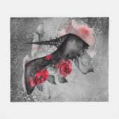 バンピー・スピック・スティレット |レッドローズハイヒールグランジ フリースブランケット (正面(横))