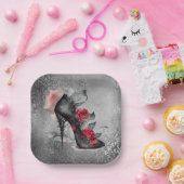 バンピー・スピック・スティレット |レッドローズハイヒールグランジ ペーパープレート (パーティー)