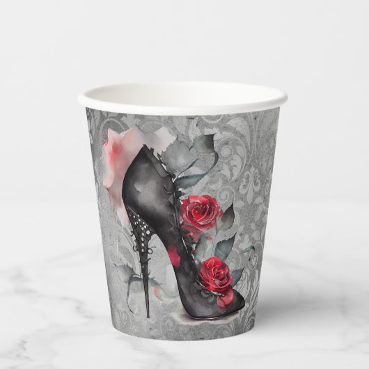 バンピー・スピック・スティレット |レッドローズハイヒールグランジ 紙コップ (正面)