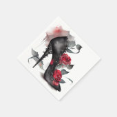 バンピー・スピック・スティレット |レッドローズファッションハイヒール スタンダードカクテルナプキン (角)