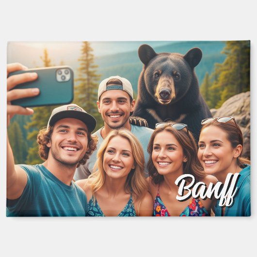 バンフおもしろい国立公園カナダブラックベア マグネット (正面)