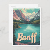バンフカナダアートヴィンテージトラベルイラストレーション ポストカード (正面/裏面)