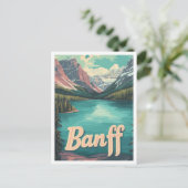バンフカナダアートヴィンテージトラベルイラストレーション ポストカード (スタンド正面)