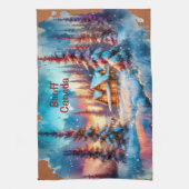 バンフカナダウォーターカラースケッチ | キッチンタオル (縦)