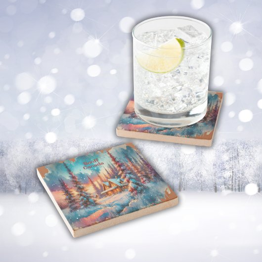 バンフカナダウォーターカラースケッチ | ストーンコースター