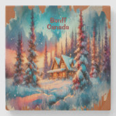 バンフカナダウォーターカラースケッチ | ストーンコースター (正面)