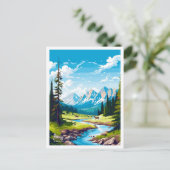 バンフカナダトラベルヴィンテージイラストレーション ポストカード (スタンド正面)