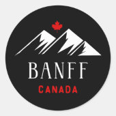 バンフクールカナダマウンテンズメープルリーフダークカラー ラウンドシール (正面)