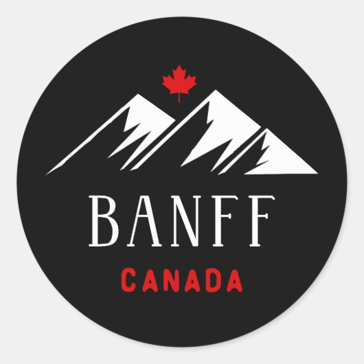 バンフクールカナダマウンテンズメープルリーフダークカラー ラウンドシール (正面)