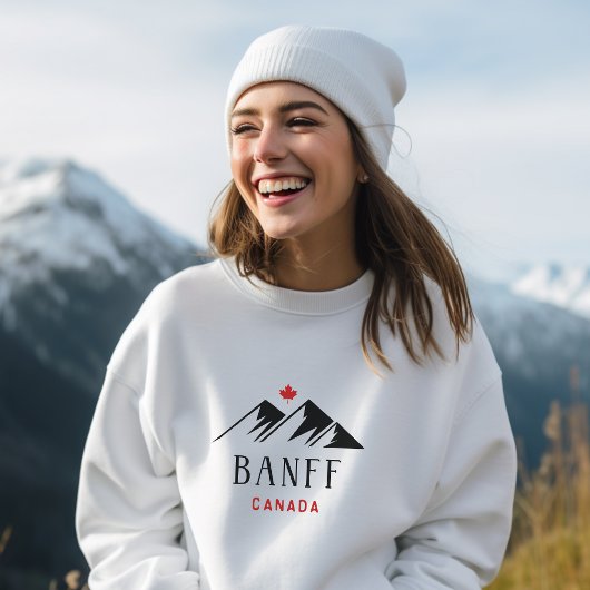 バンフクールカナダマウンテンズメープルリーフライトカラー スウェットシャツ