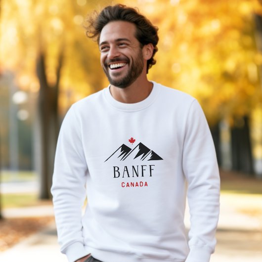 バンフクールカナダマウンテンズメープルリーフライトカラー スウェットシャツ