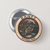 バンフナショナルパークカナダ旅行エンブレムヴィンテージ 缶バッジ (正面&裏面)