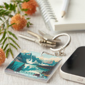 バンフナショナルパークモレーヌレイクレトロ キーホルダー (正面右)