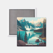 バンフナショナルパークモレーヌレイクレトロ マグネット (正面/裏面)