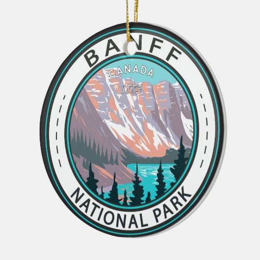 バンフナショナルパークモレーヌレイクヴィンテージ セラミックオーナメント (左)