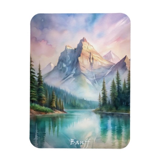 バンフ国立公園ウォーター絵画カラー マグネット (縦)