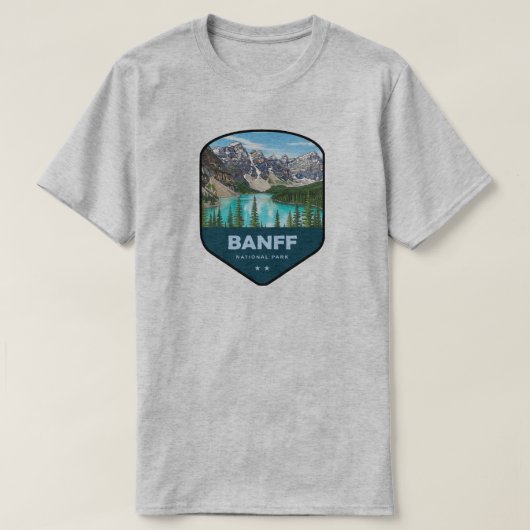 バンフ国立公園シールド Tシャツ (デザイン正面)