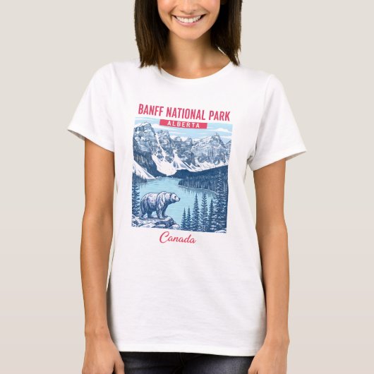 バンフ国立公園 アルバータ州 カナダ かわいいパステル Tシャツ (正面)
